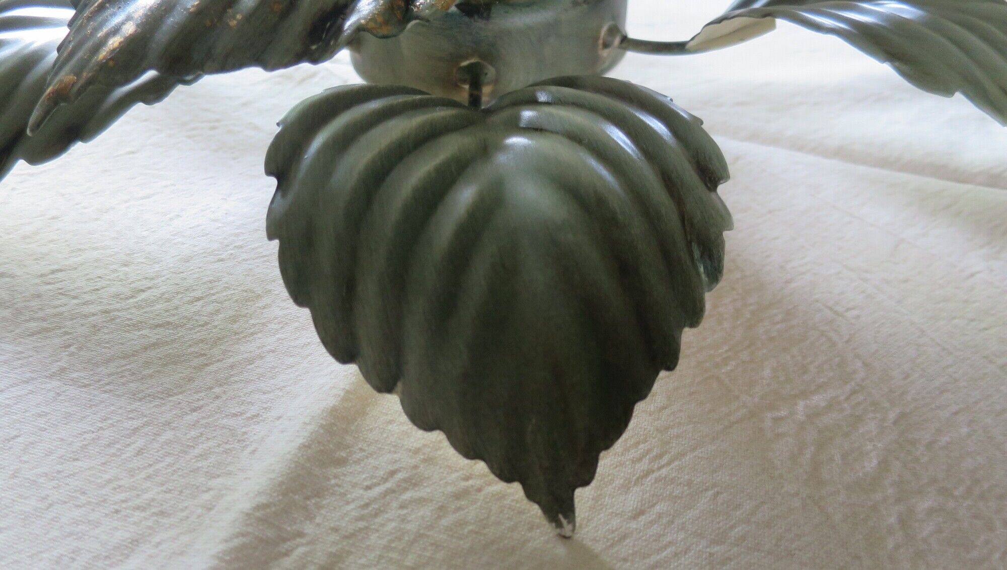ceiling lamp or wall lamp masca flower leaves metal golden green 40 cm