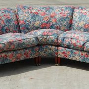 Vintage Howard & Son's London Bridgewater 5-seater fabric corner sofa.