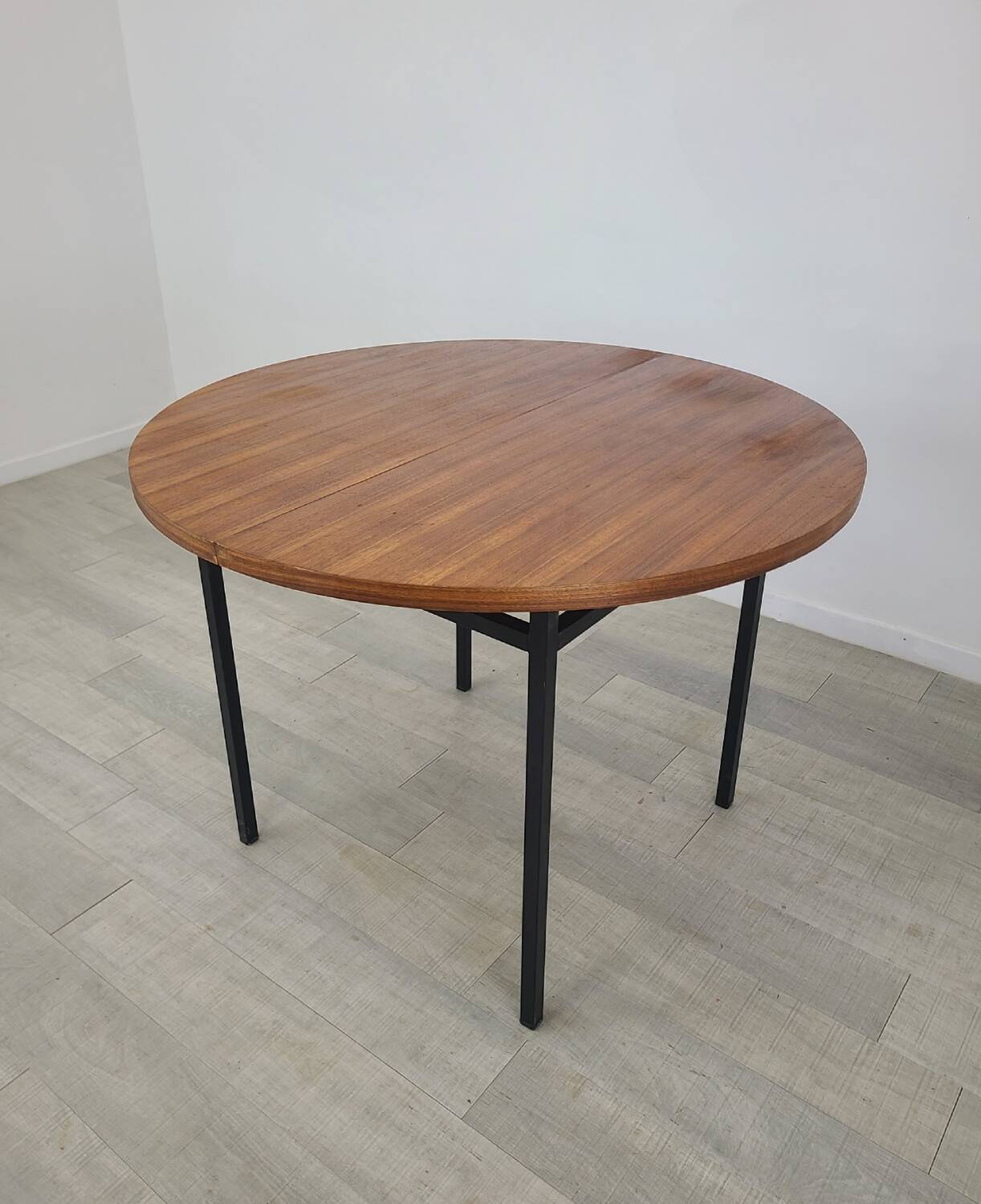 Vintage round dining table designed by Marcel Gascoin 1960s
