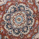 Medallion vintage carpet, one of a kind vintage rug, brown red turkish rug