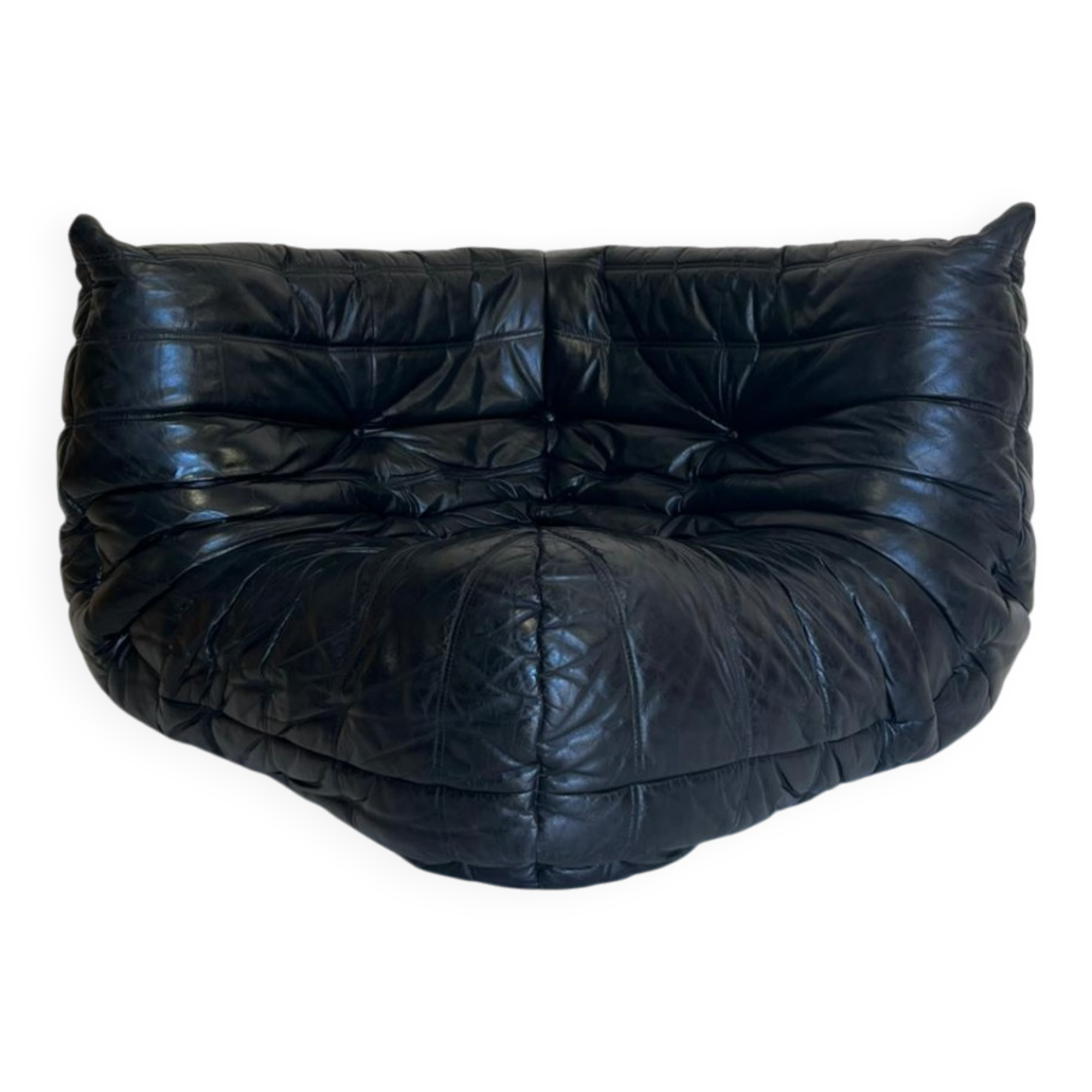 Chauffeuse d'angle Togo en cuir noir par Ligne Roset