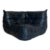 Black leather corner armchair Togo by Ligne Roset