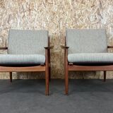 Pair of teak easy armchairs by Svend Aage Eriksen for Glostrup