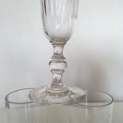 Set of 6 Champagne crystal flutes with fine ribs in 19th century