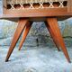 Bedside table wood and braided rattan