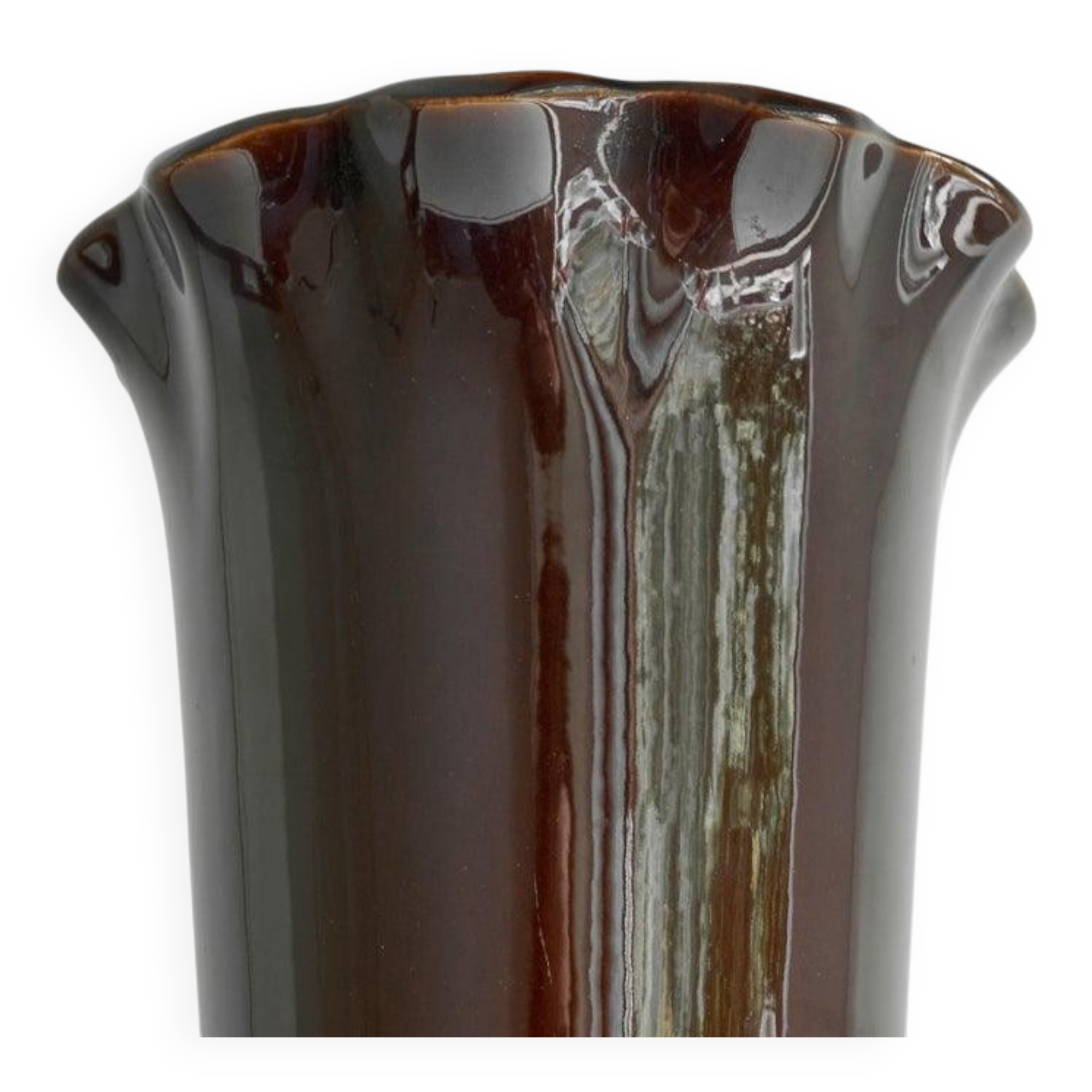 'Ondulé' vase in glazed ceramic Poët-Laval 1960s