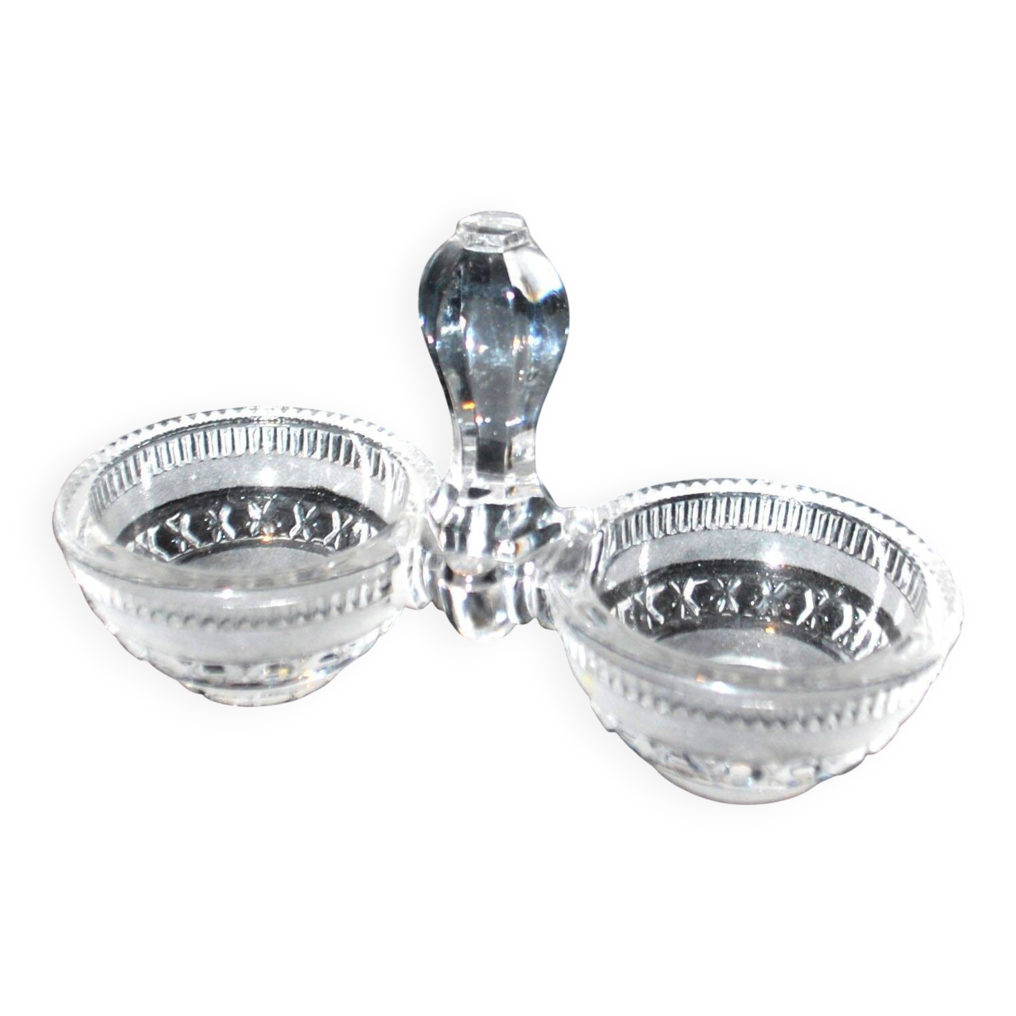 Antique Baccarat double crystal salt cellar, signed
