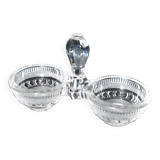 Antique Baccarat double crystal salt cellar, signed