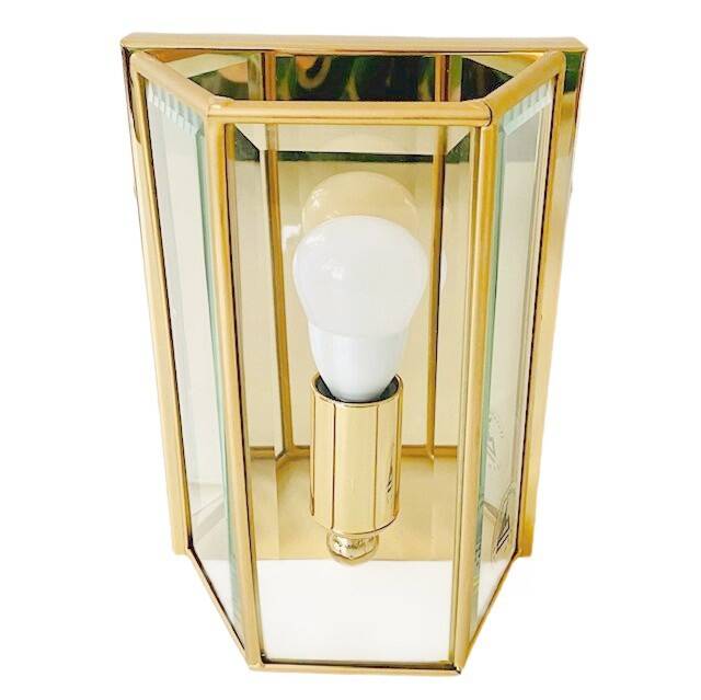 Vintage Hollywood Regency Wall Lamp in Solved Glass and Gold