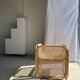 Amsterdam rattan armchair with U-shaped armrest, squared canework