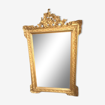 Miroir ancien doré de grande taille 85x130cm
