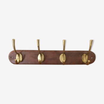 Wooden and brass hooks 4 hooks