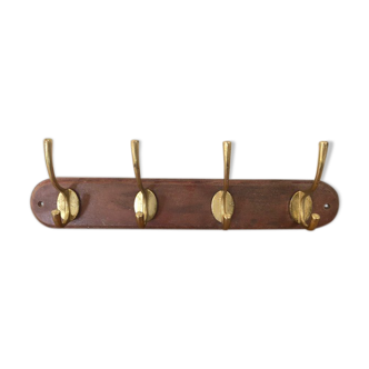 Wooden and brass hooks 4 hooks
