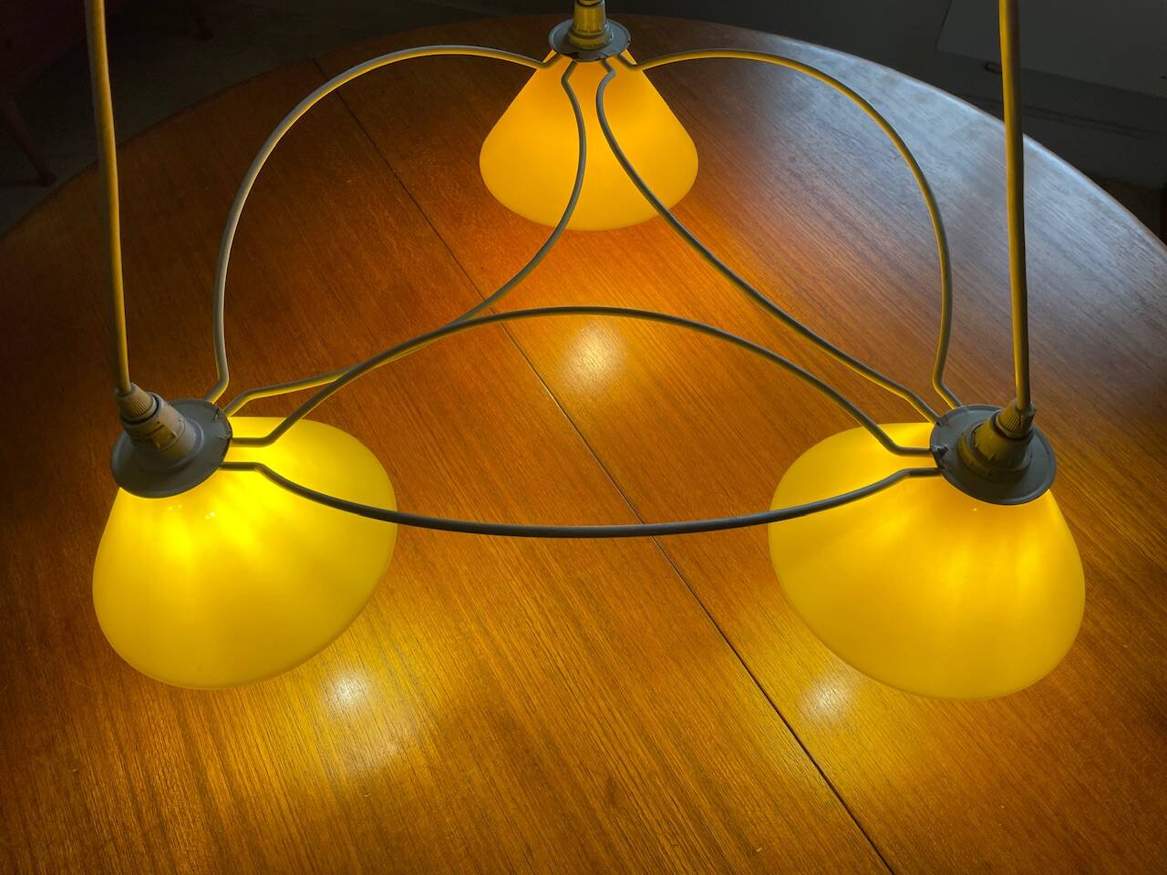Vintage 3-light pendant light by Le Dauphin circa 1980s