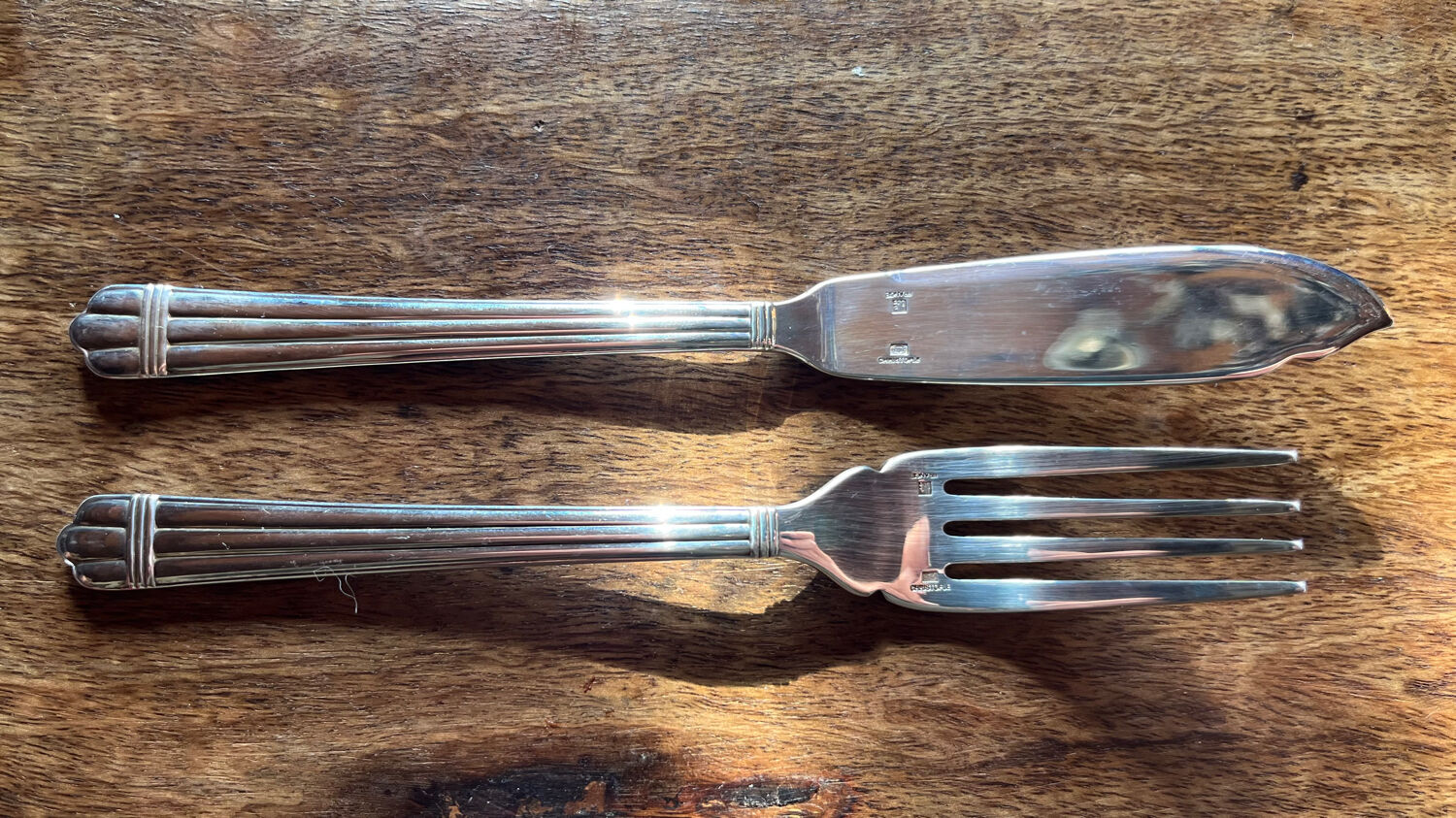 Set of 3 Christofle fish forks and 3 knives