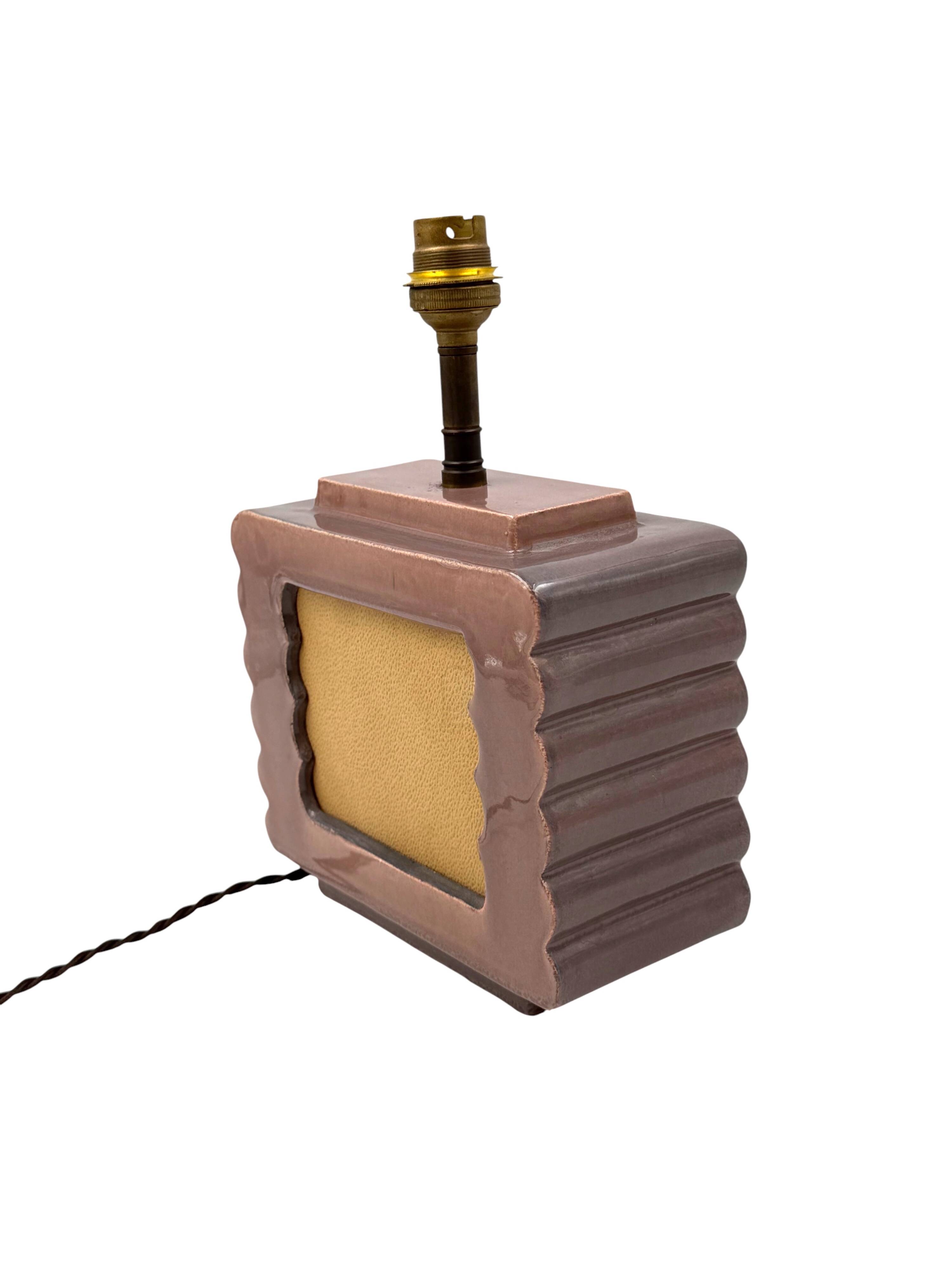 Art deco ceramic table lamp, Andre Fau Boulogne France circa 1940s