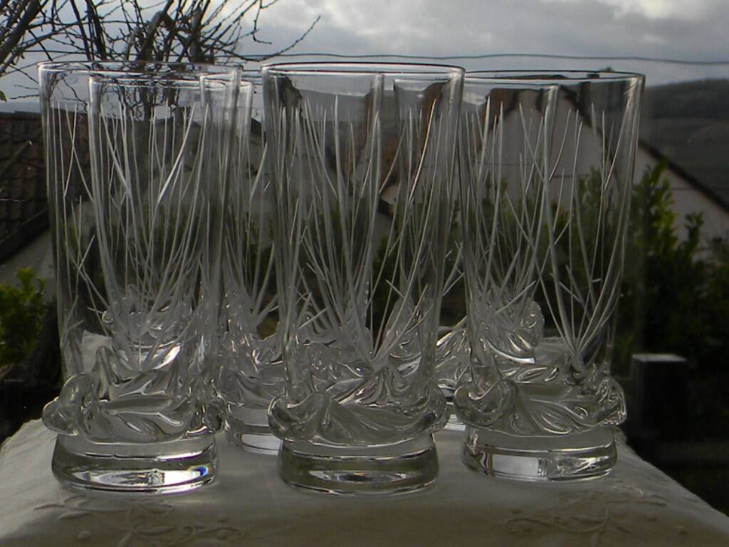Lot de 6 verres à orangeade en cristal de daum france. modèle sorcy gravé.