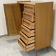 Children's wardrobe in wood and rattan with so-called Parisian compass feet