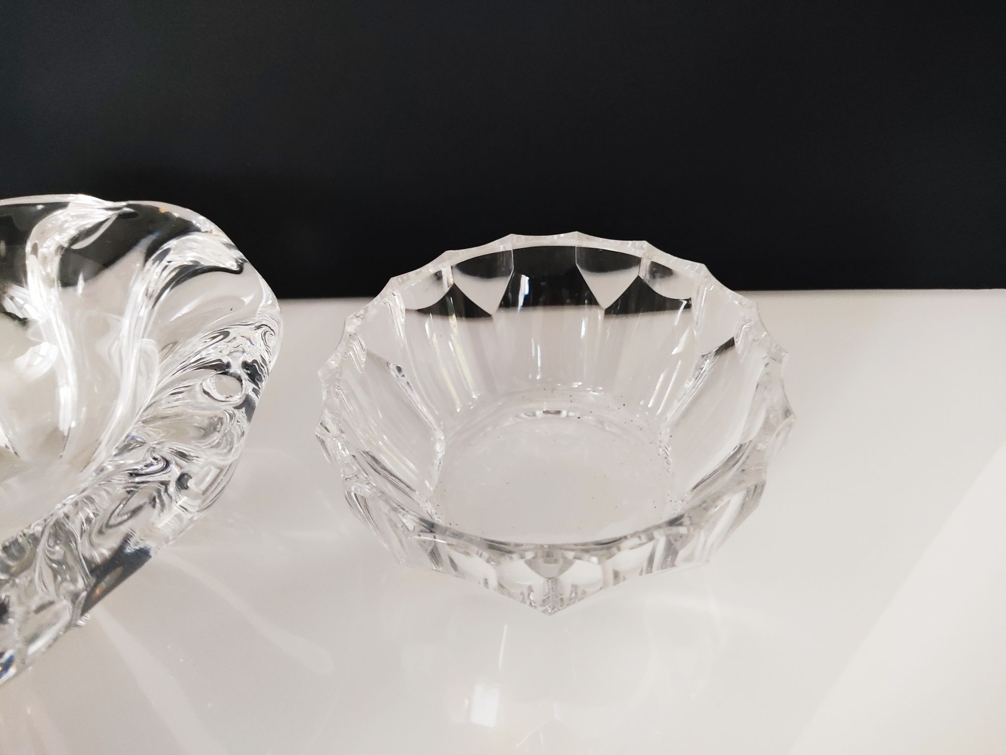 Set of 3 cups including one signed Val Saint Lambert