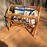 Magazine rack vintage rattan