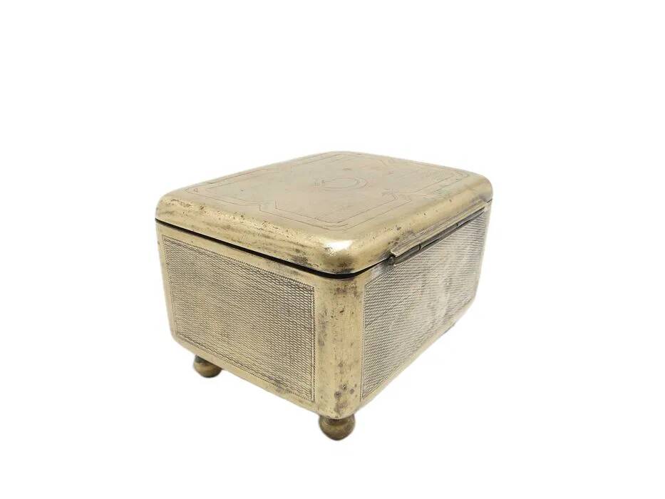 AAZ Art Deco Sugar Bowl, Silver-Plated Brass, Fraget, Poland, 1920s