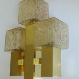 Wall lamp vintage kalmar austria, brass & glass, 70s
