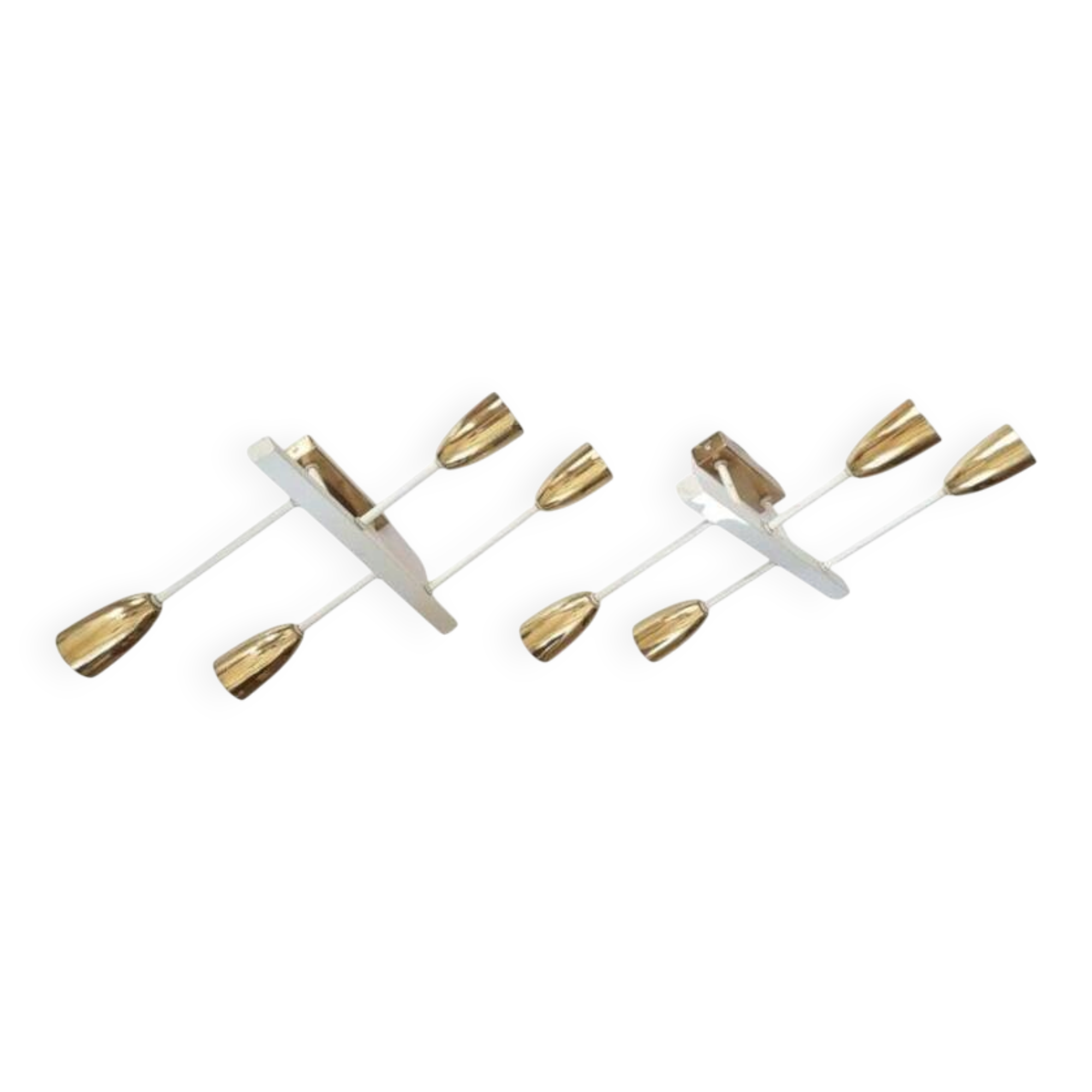 Pair of Midcentury Wall or Ceiling Lamps, Flush Mounts, Stilnovo Style, 1960s