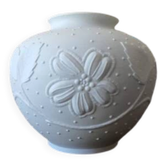 Limoges round vase "medard de noblat" biscuit porcelain flowers foliage