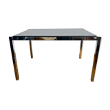 Glass and chrome metal dining table