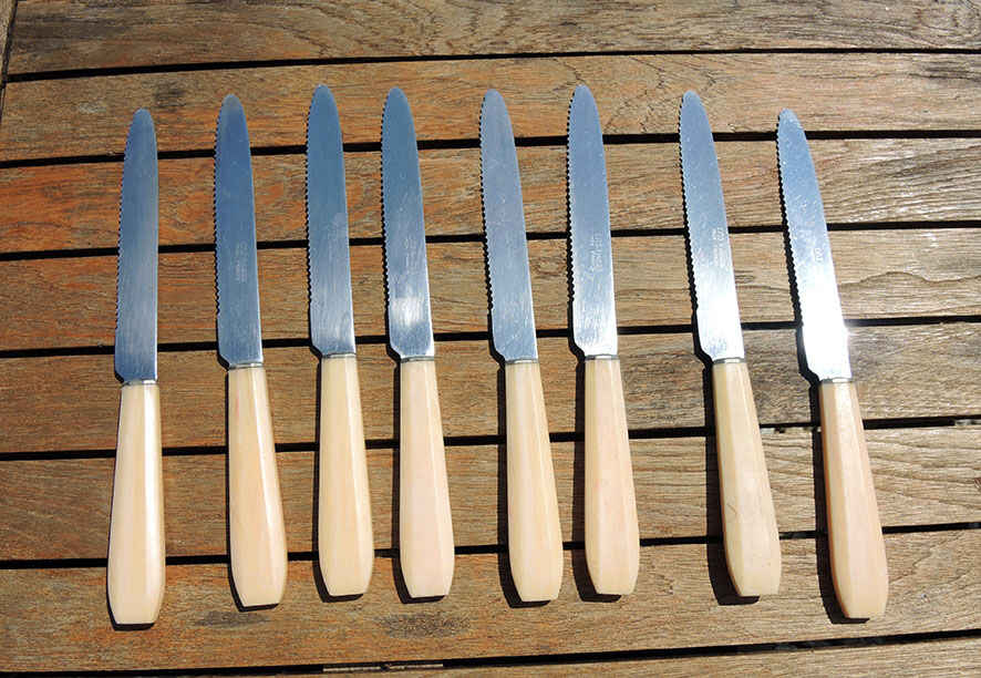 8 old bakelite / stainless steel dinner knives