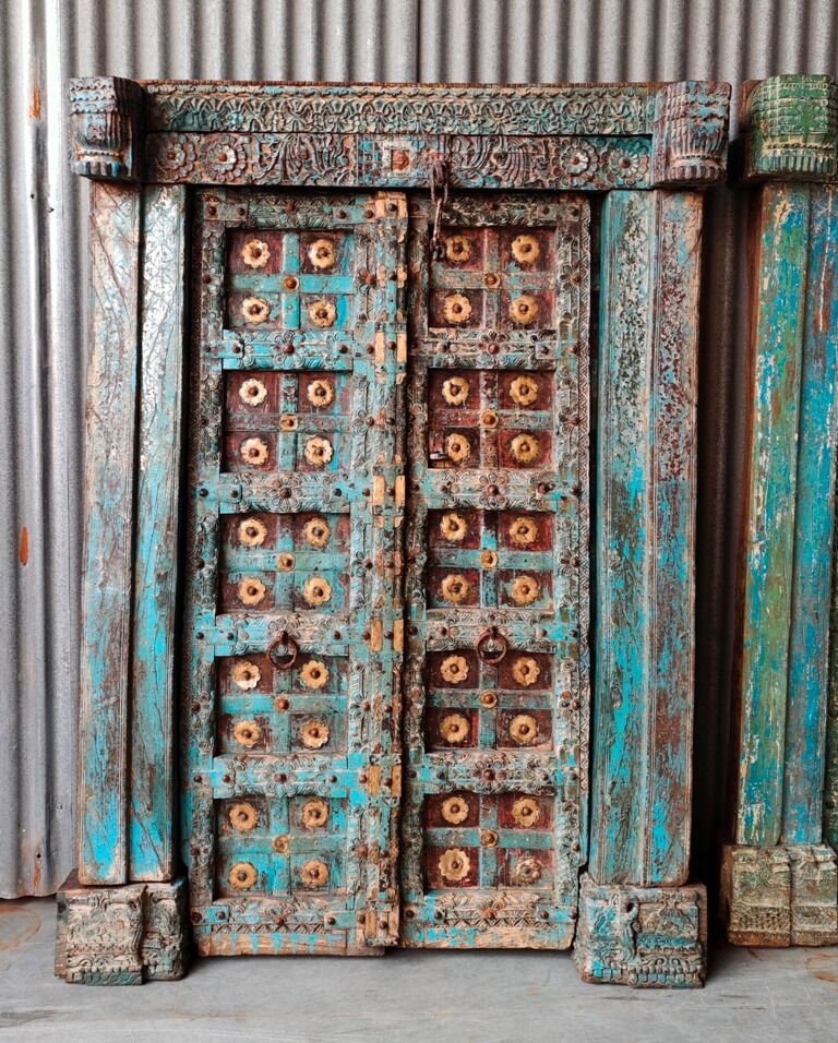 Indian door in old teak