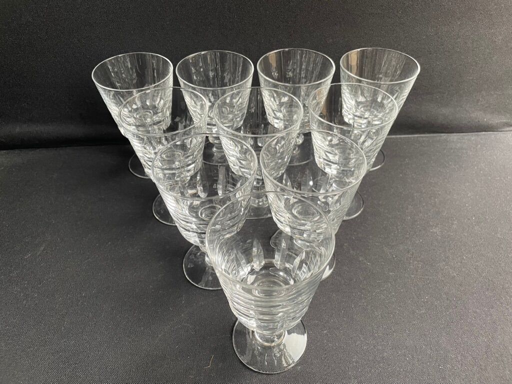 10 crystal port stemmed glasses - XXth