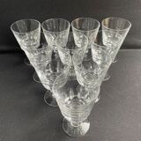 10 verres à pied à porto en cristal - XXème