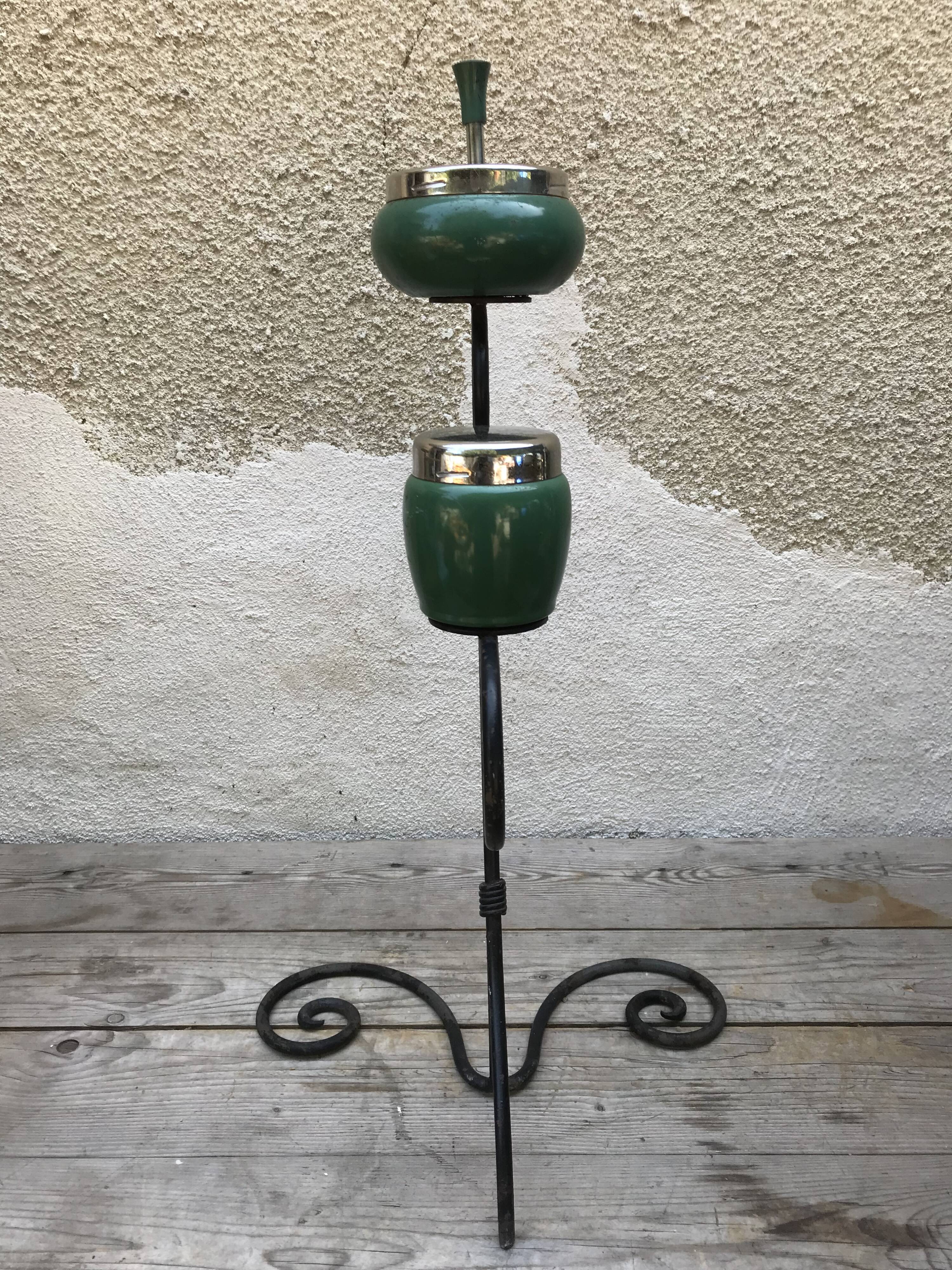 Old on foot wrought iron ashtray