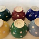 Six small polka dot bowls Boch Frères Belgium