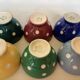Six small polka dot bowls Boch Frères Belgium
