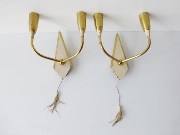 Paire d'appliques double typique 1950 vintage rockabilly 50's wall lights