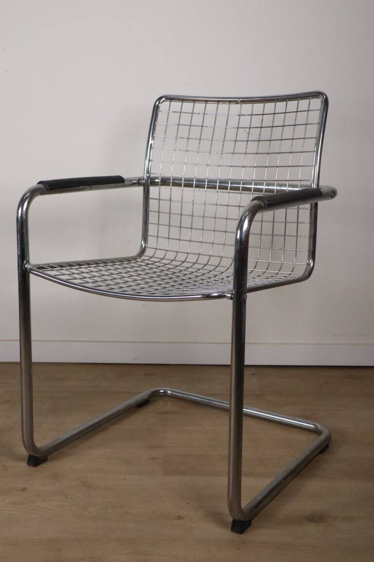 Pair of vintage chrome metal armchairs, 1970