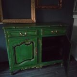 Buffet style Louis XV green and golden cerusé.