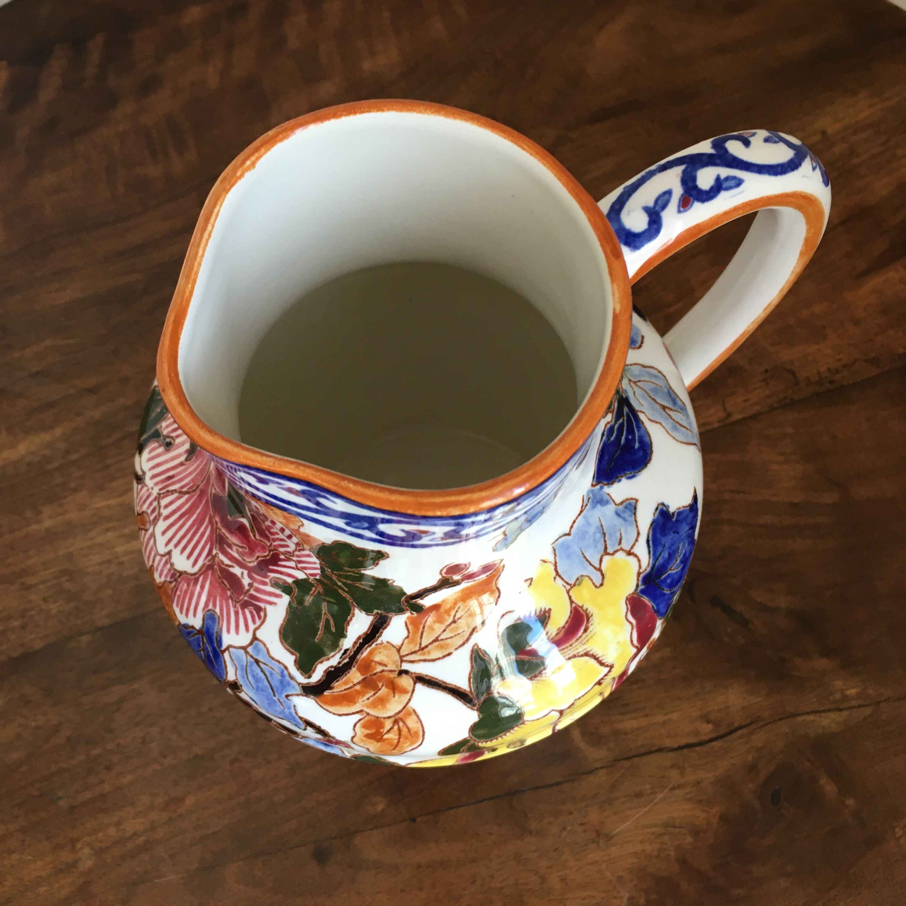 Pitcher Gien peonies H 16 cm