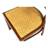 Chaise Art Déco des années 1940, chaise de cabinet Jacquard couleur or jaune tissu tapisserie d'ameublement géométrique Resto