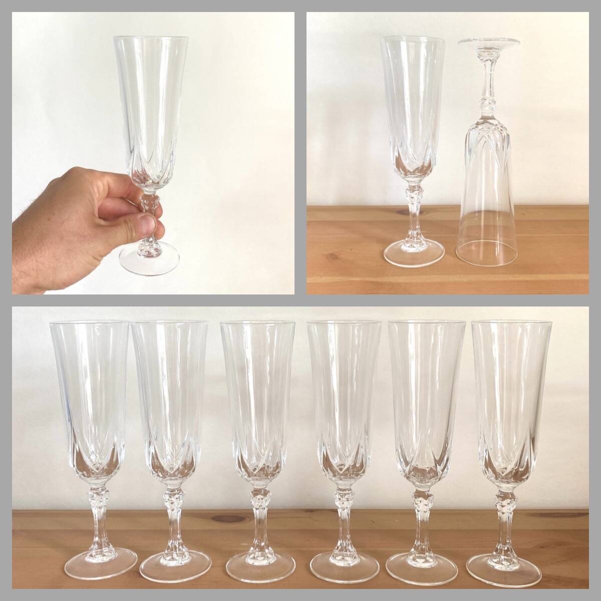 Champagne flutes - cristal d'arques - Auteuil model - vintage
