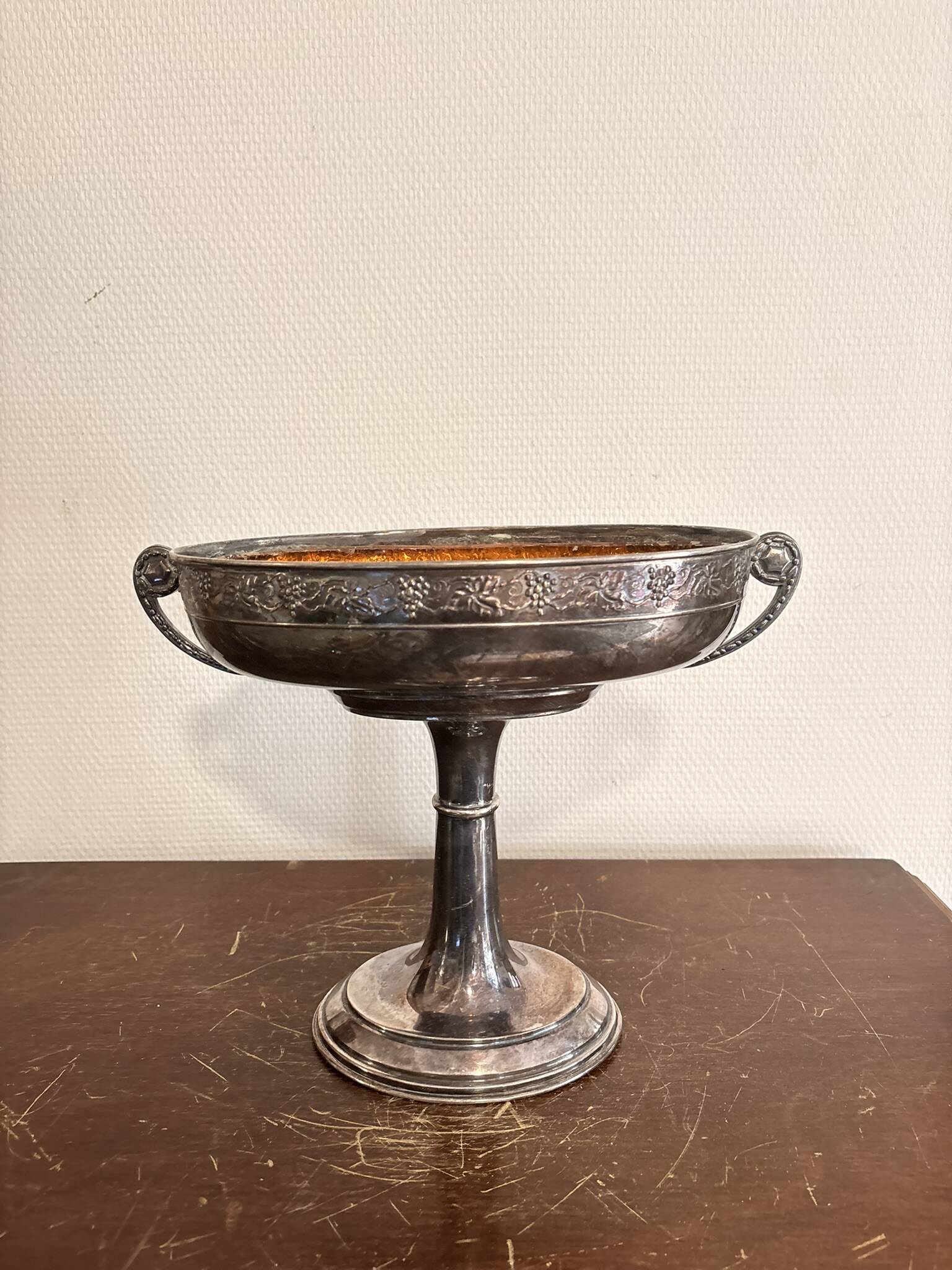 Antique Oval Basket Bowl Neo-Renaissance Silver-Plated Metal 19th Century