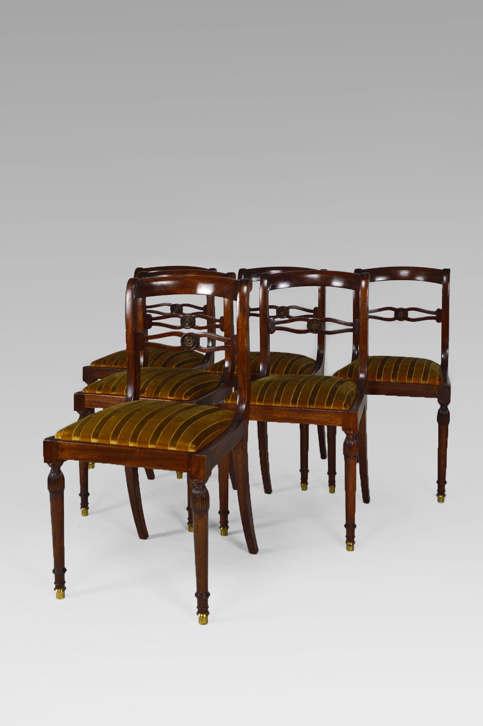 Set of 6 regency style chairs in mahogany, 19th