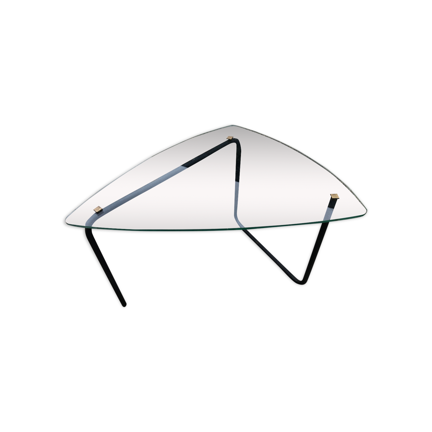 Vintage glass tripod coffee table 60s