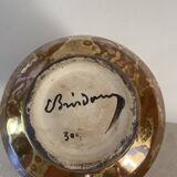 Brown ceramic vase with gilding by Lucien Brisdoux