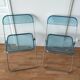 Pair of translucent blue chairs Plia design Giancarlo Piretti for Castelli, 1960.