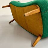 Ancien canapé haricot cocktail vert vintage design des années 50
