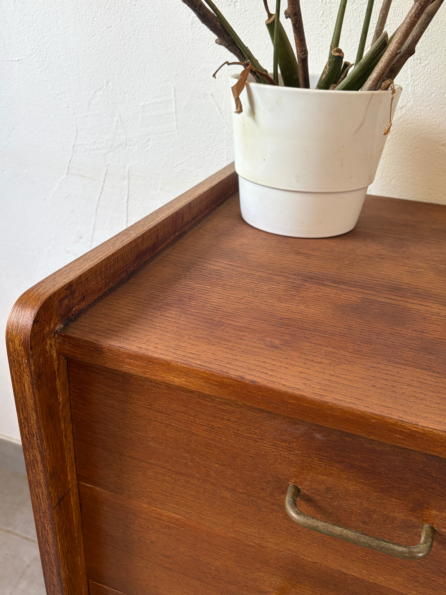 Vintage oak commode from the 1960s.