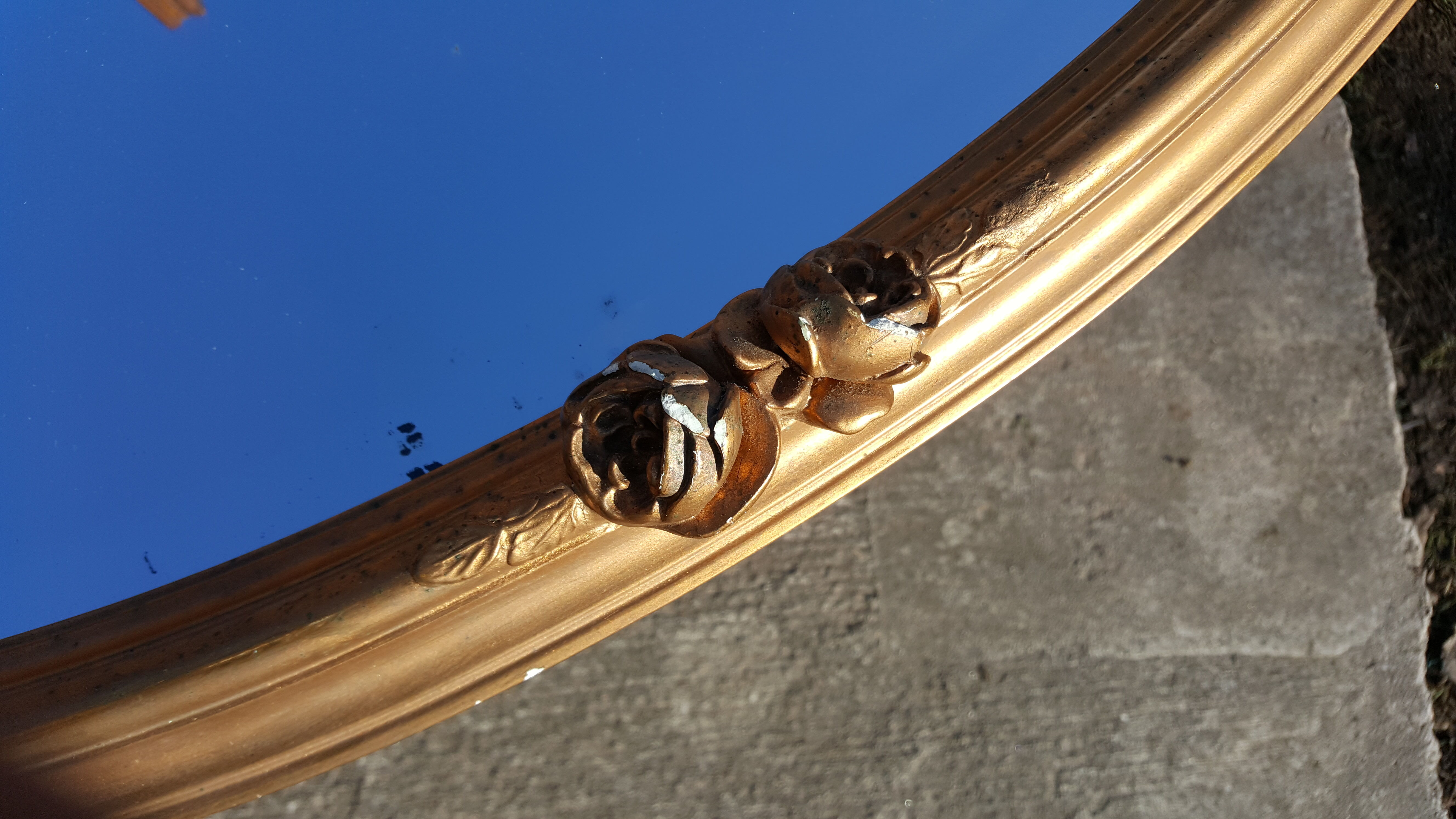 Oval mirror bevelled and Golden